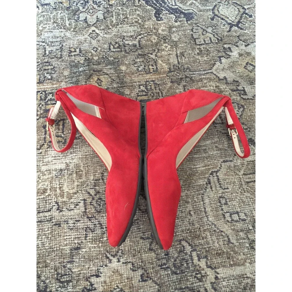 Cole Haan Lacey Cutout Wedge Pump Size 6.5 Cherry Red Suede Upper NWOB